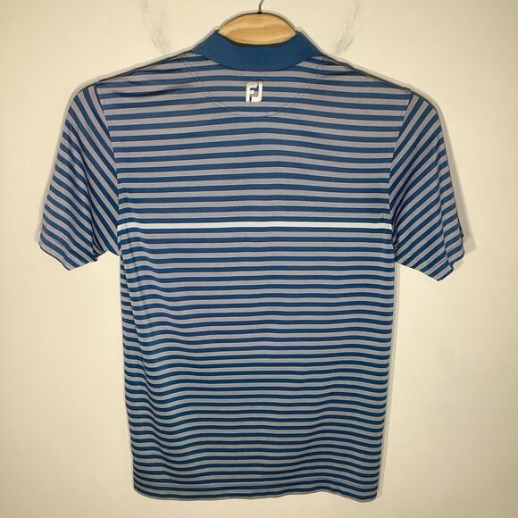 FootJoy FJ Mens Short Sleeve Golf Polo Blue Striped Size Medium - Picture 3 of 6